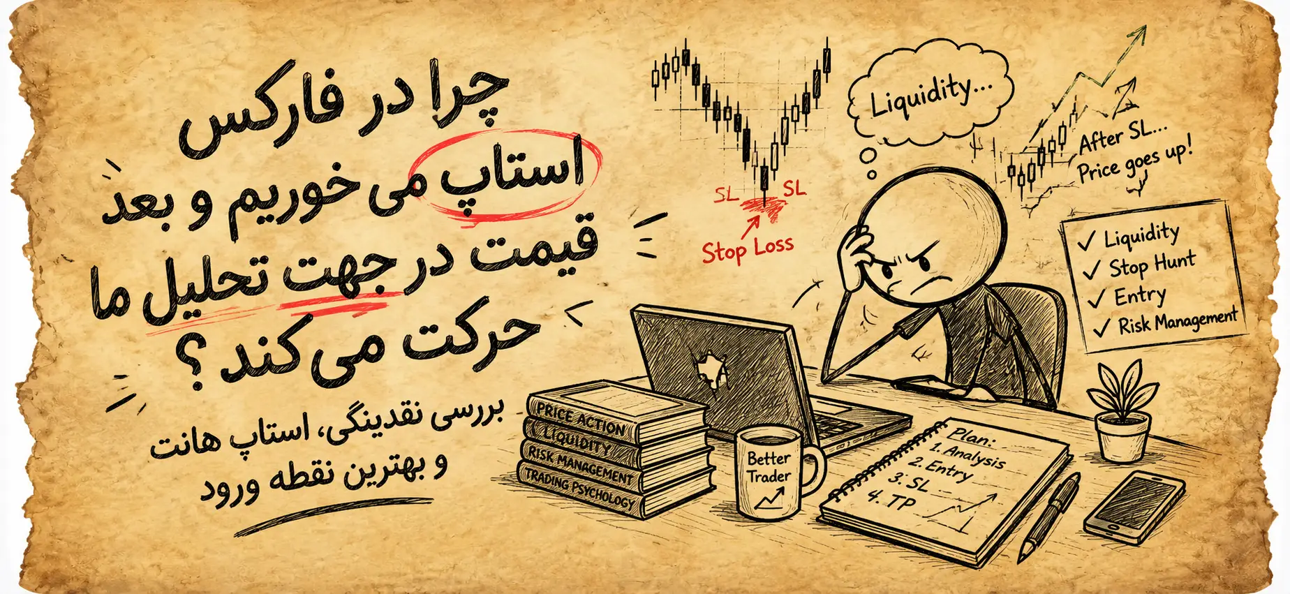 چرا در فارکس استاپ میخوریم و بعد قیمت در جهت تحلیل ما حرکت میکند ؟ بررسی نقدینگی استاپ هانت و نقطه ورود